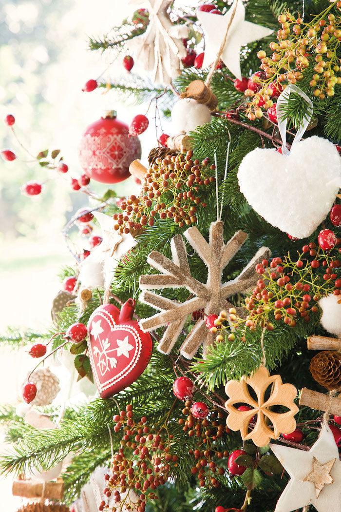 Anhänger in Form von Herzen und Schneeflocken für den Weihnachtsbaum, Weihnachtsschmuck Ideen 