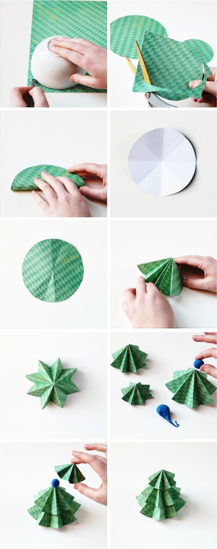 Kleinen Weihnachtsbaum aus Papier selber machen, DIY Anleitung in zehn Schritten, Basteln mit Kindern 