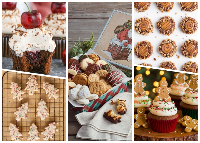 weihnachtsdessert zum vorbereiten, muffins mit schokolade und kirschen, keksen mit nüssen
