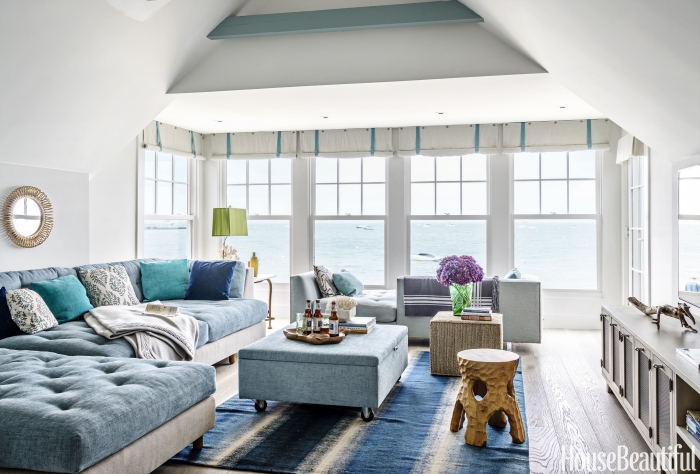 wohnzimmer ideen, einrichtung in maritimem stil, wohnzimmergestaltung in weiß und blau