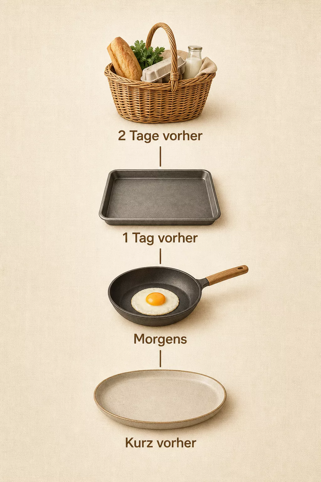 Infografik mit Zeitplan für die Brunch Vorbereitung am Vortag