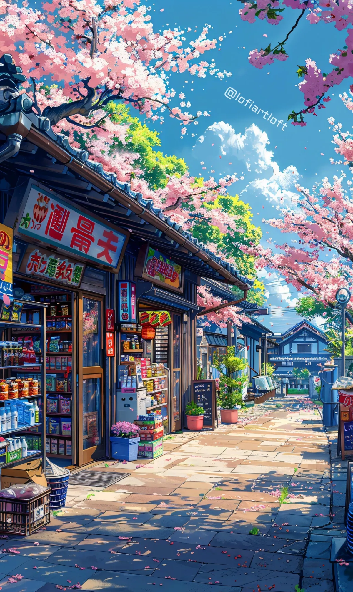 farbenfrohes hintergrundbild für handy japanische blütenkirsche lebensmittelladen
