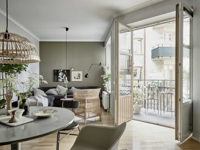 farbgestaltung wohnzimmer ideen, grau beige, dekor ideen, beiges design von lampen, kleine terrasse einrichten
