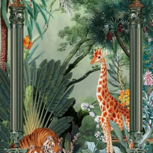 hintergrundbild für handy dschungel thema giraffe und tiger