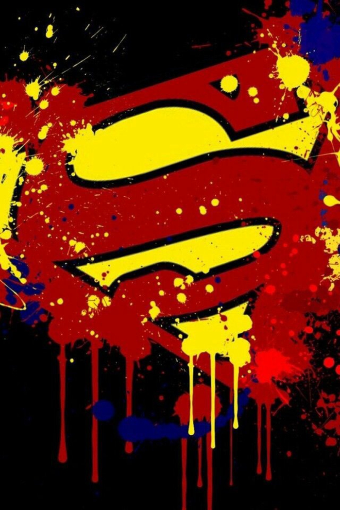 sperrbildschirm hintergrund, superman logo mit der buchstabe s, gelb rot und blauer hintergrund