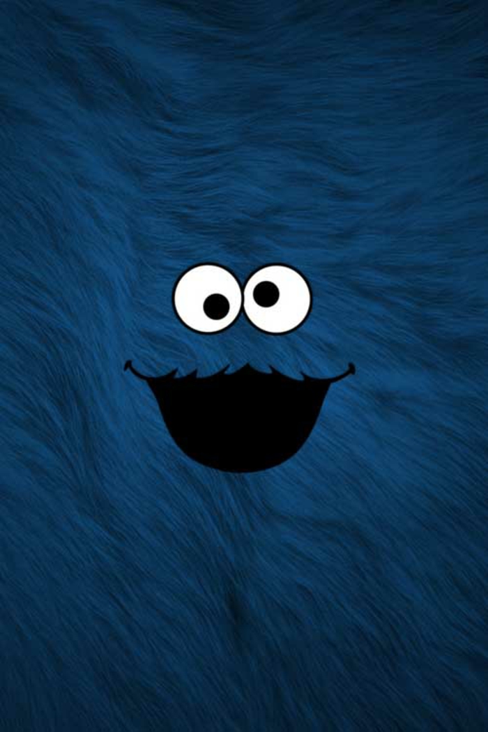 iphone hintergrundbilder, lustige fotos zum nutzen, cookie monster blauer hintergrund mit zwei große weiße augen und mund