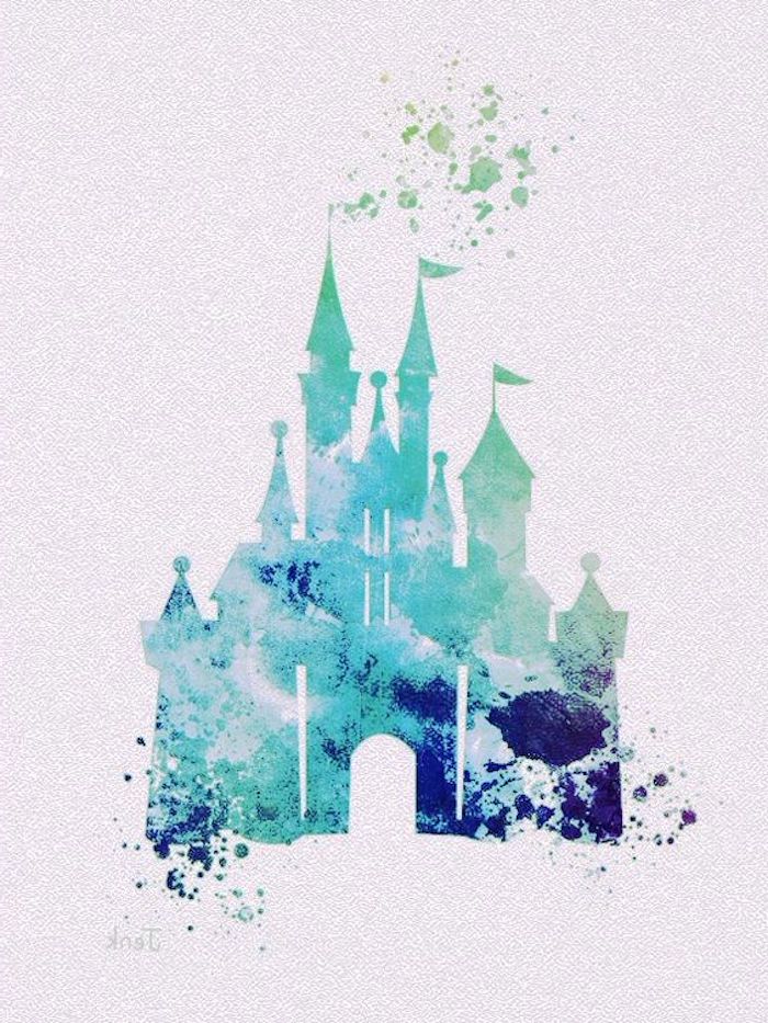 Disney Schloss zeichnen, mit Blau und Grün, schöne Bilder zum Nachzeichnen 