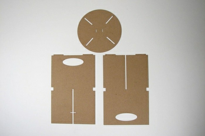pappmöbel ideen, drei stücke, einfach, schnell günstig möbel selber machen, kartoon