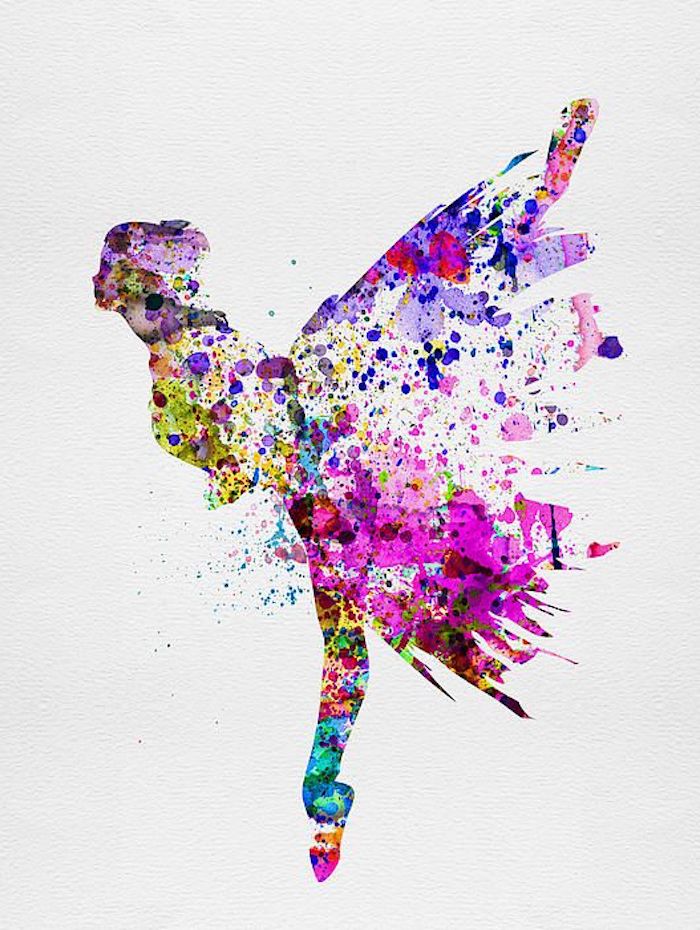 Ballerina Silhouette malen lernen, mit Wasserfarben zeichnen, Bild zum Nachmalen für Anfänger 