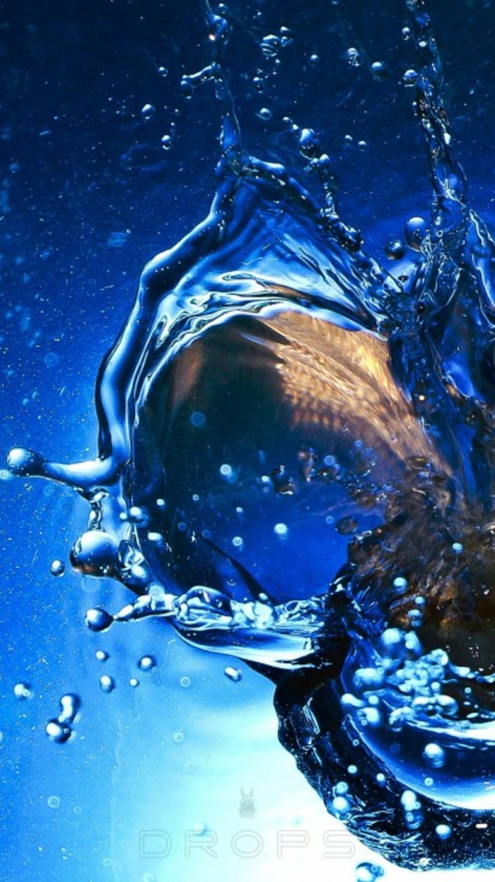 ein Tropfen, in dem blauen Wasser, Hintergrundbilder kostenlos, verschiedene Schattierungen von Blau