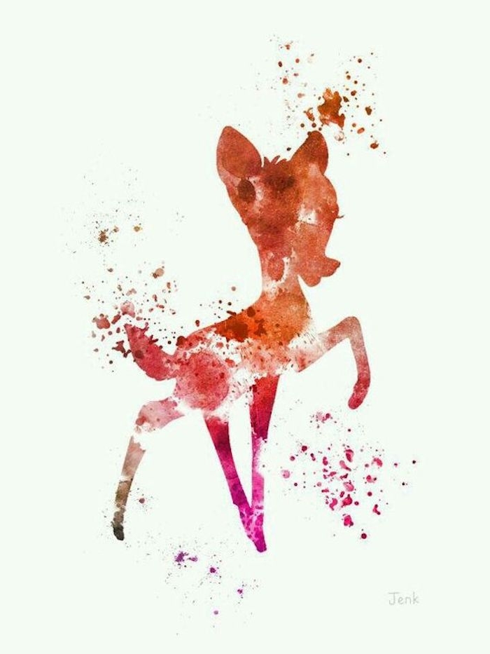 Bambi Silhouette zeichnen lernen, süßes Bild zum Nachmalen, Zeichnungen für Anfänger 