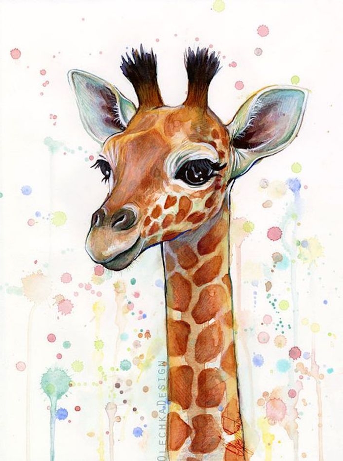 Wie zeichnet man eine Giraffe, schönes Bild zum Nachmalen, leichte Zeichnungen für Anfänger 