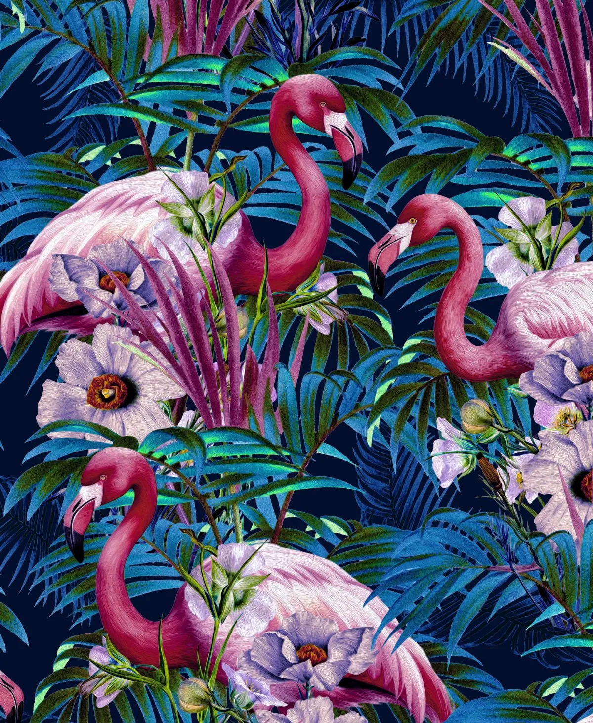 wallpaper für handy natur flamingos und blumen