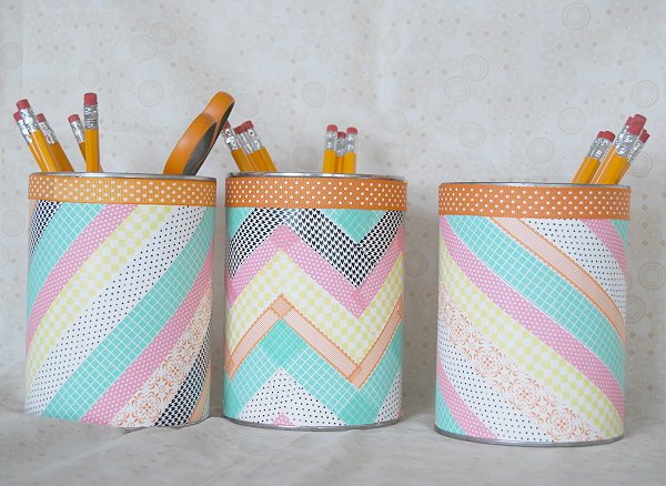 Washi Tape Deko Ideen, Bastelideen für jung und alt, Bleistifte lagern in schönen Kasten