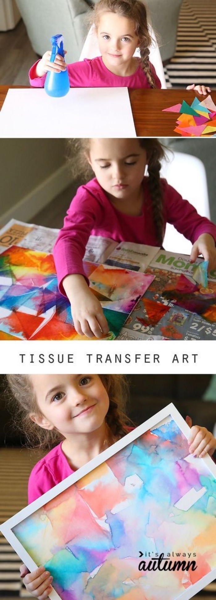 Basteln für Kinder Ideen zum Nachmachen, ein kleines Mädchen malt sein erstes Meisterwerk, Bild mit Wasserfarbe