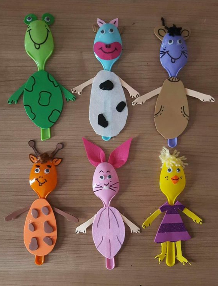 Basteln für Kinder, kleine Figuren aus Stoff selber nähen und gestalten, Schildkröte, Kuh, Maus, Giraffe, Schweinchen, Huhn