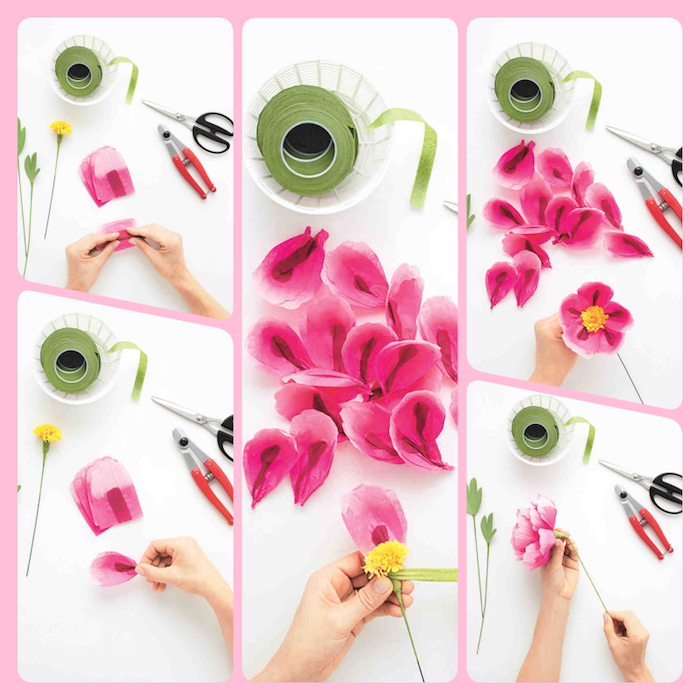 Wie macht man schöne Blumen aus Papier, DIY Anleitung in fünf Schritten zum Nachmachen 