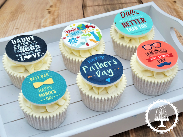 Cupcakes mit Botschaften zum Vatertag schenken , mit Vanillecreme, leckere Überraschung für Vater 