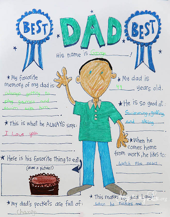 Grußkarte zum Vatertag selber zeichnen, bester Vater der Welt, DIY Ideen für Kleinkinder 