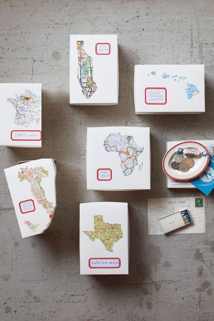 Schachteln mit Karten selber basteln, DIY Geschenkverpackung Ideen zum Selbermachen 