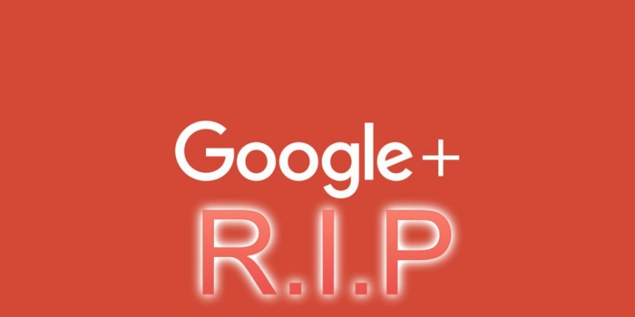 roter Hintergrund, weiße Buchstaben von dem Logo vom Google Plus, R.I.P. Aufschrift