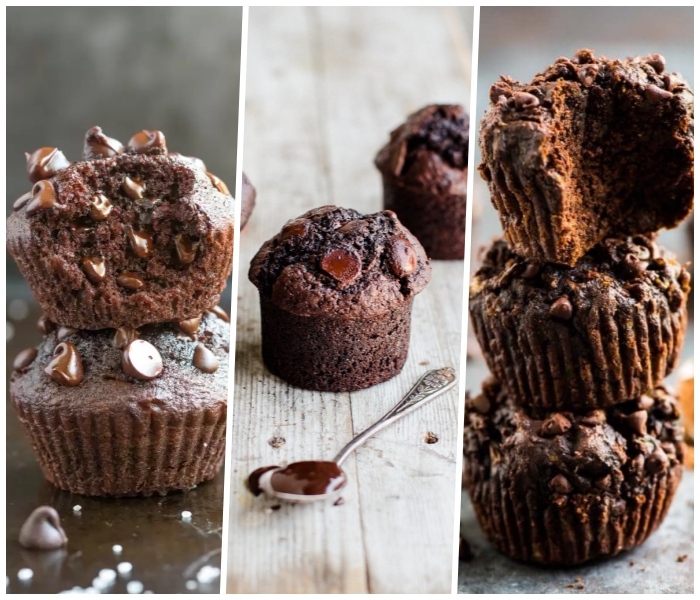 muffins rezept schoko, schnelle rezepte für cupcakes mit schokoalde, schokoladen chips