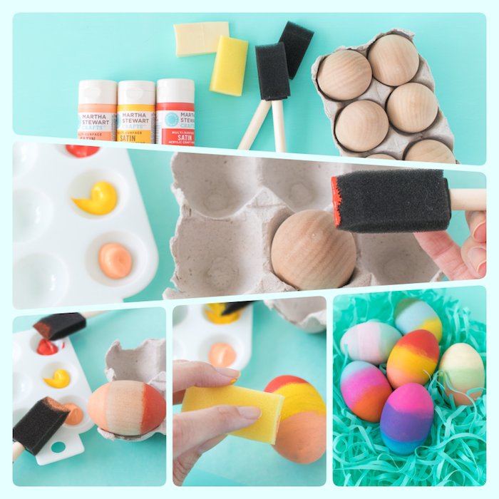 Ostereier aus Holz mit Acrylfarben färben, Anleitung in fünf Schritten, Farbenschichten machen 