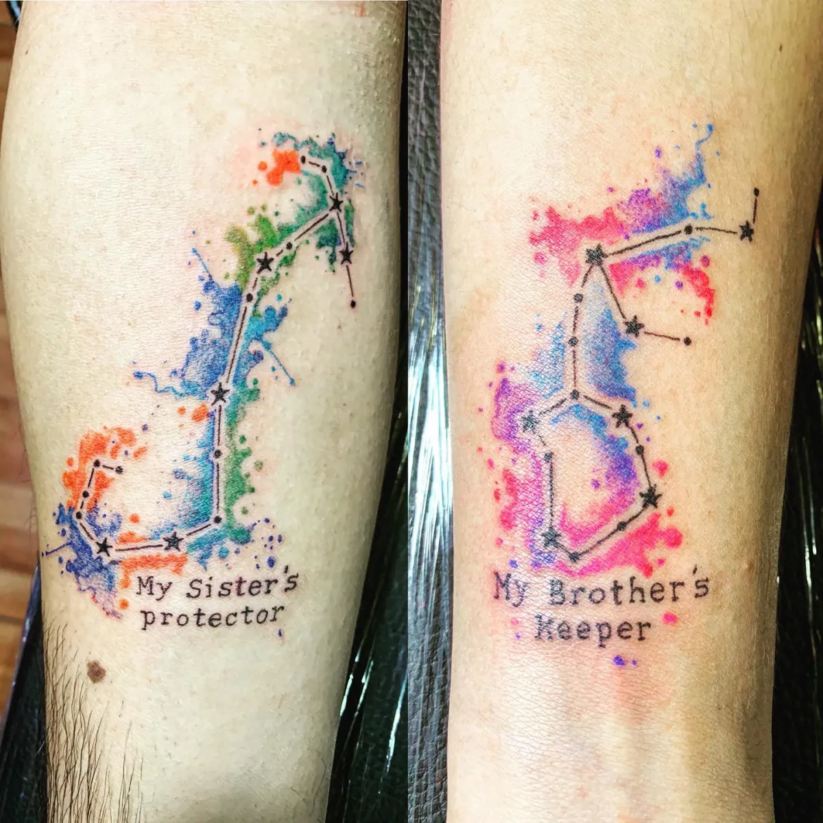 sternzeichen wasserfarben tattoos am unterarm