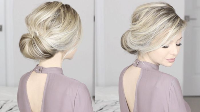 halblange frisuren ideen für haarstyles, blonde haare schön gestalten frisur für eine frau