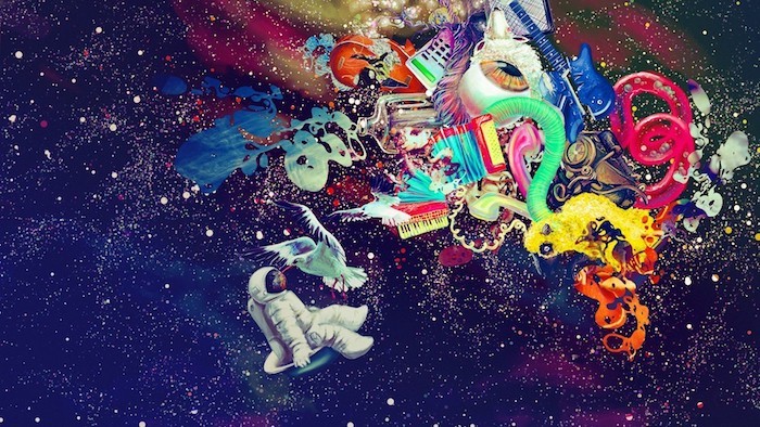tumblr hintergrund, immer wieder himmel oder kosmos bild mit bunten designs darauf gemalt