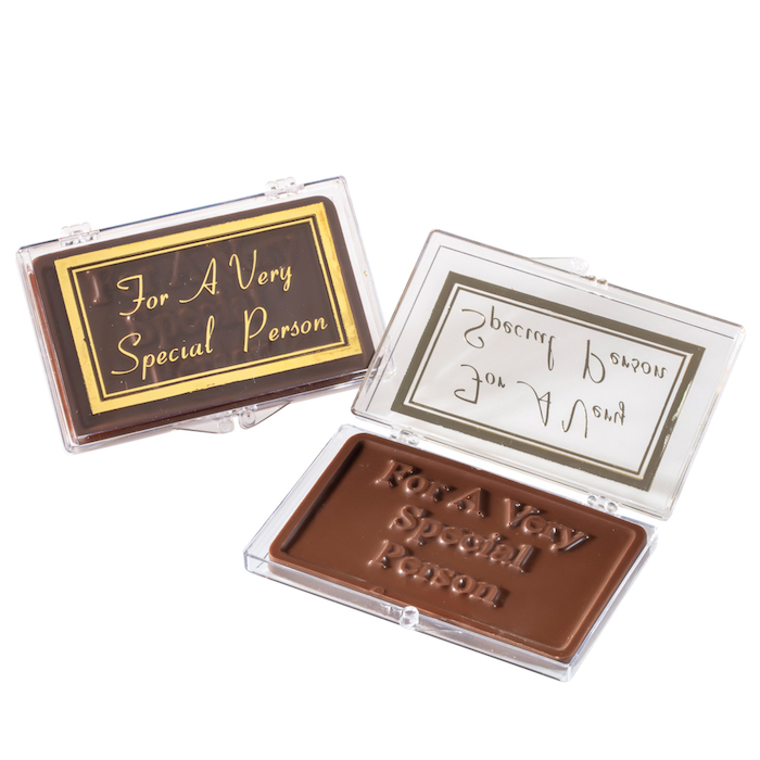 Ein leckeres Geschenk für Gourmets, Tafel Schokolade mit Botschaft