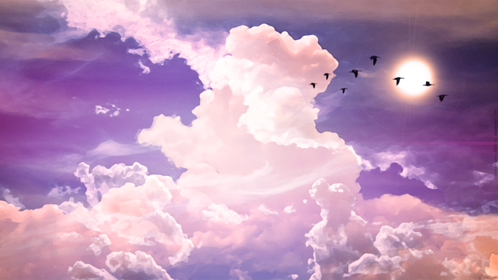 tumblr wallpaper quotes, wolken in weiß auf dem lila und blau himmel, mondschein