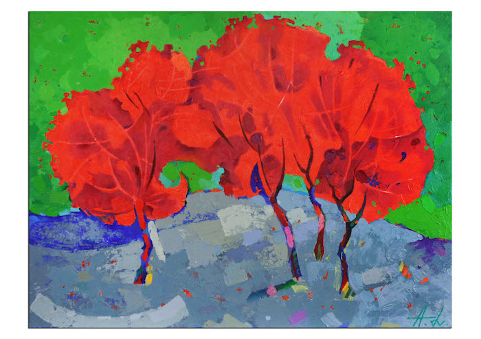 Abstrakte Kunst - "Rote Bäume", Andy Larrett