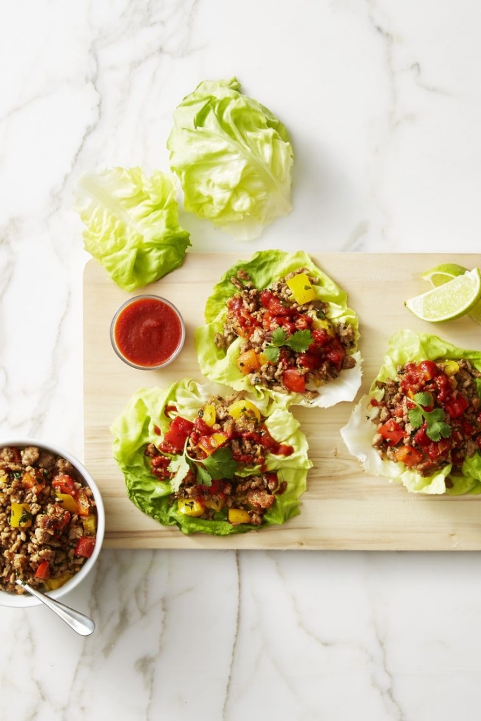 low carb tacos aus grünem salat, einfache rezepte abendessen, schnelle sommergerichte
