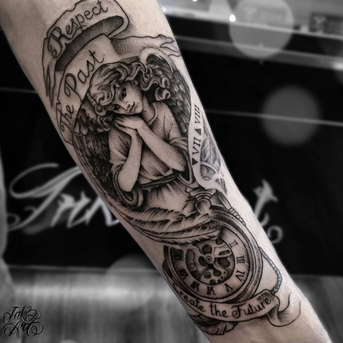 Engel mann unterarm tattoo Tattoo Arm