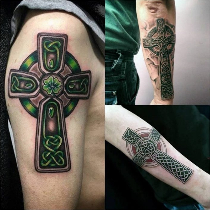 tattoos mit bedeutung, eisernes kreuz, farbige tätowierungen mit keltischen motiven für männer, symbole