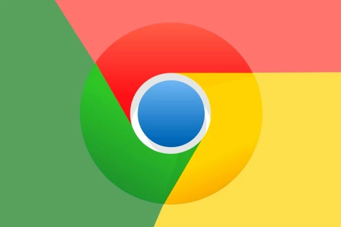 das Zeichen von Chrome in vier Farben, Rot, Grün, Gelb und Blue, eine schöne Kombination
