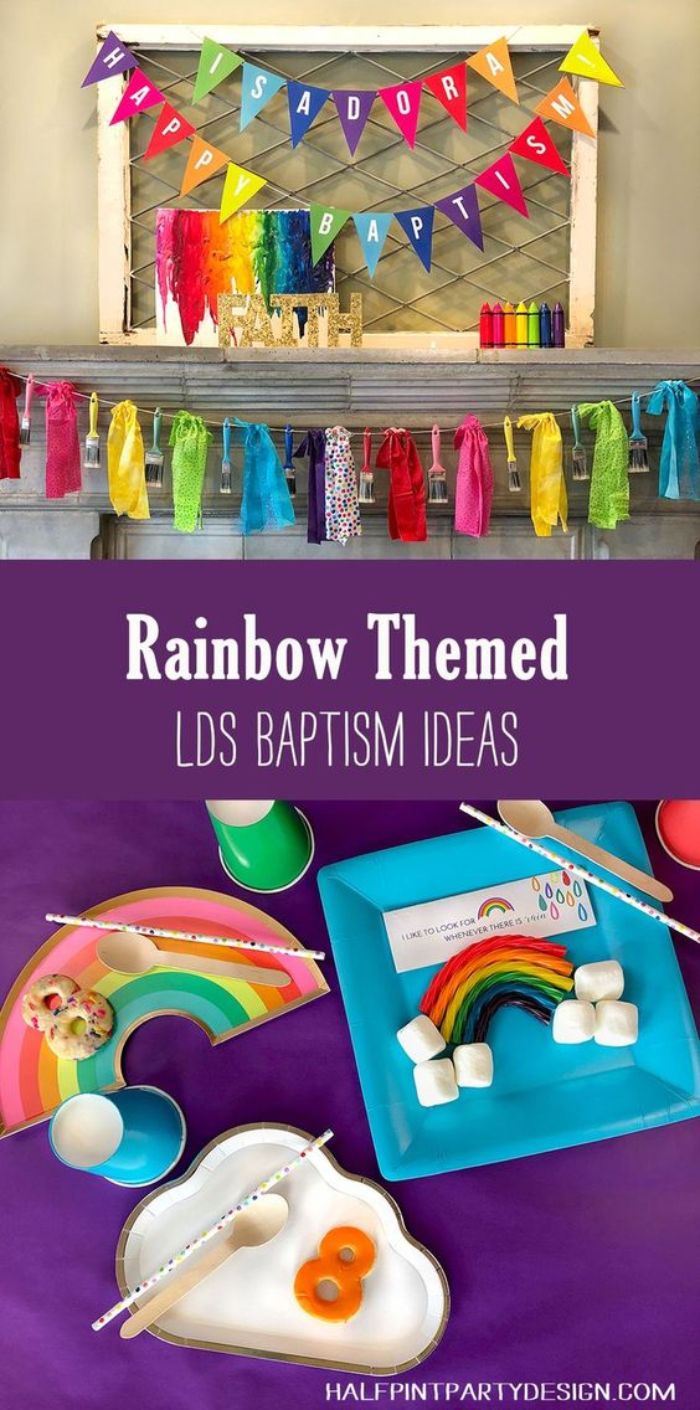 gastgeschenke konfirmation, regenbogen motiv idee, wanddeko und dekorationen details bunte party baptism