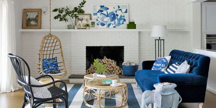 petrol farbe interieur design idee, dekor zum inspirieren, petrolfarbenes sofa, deko