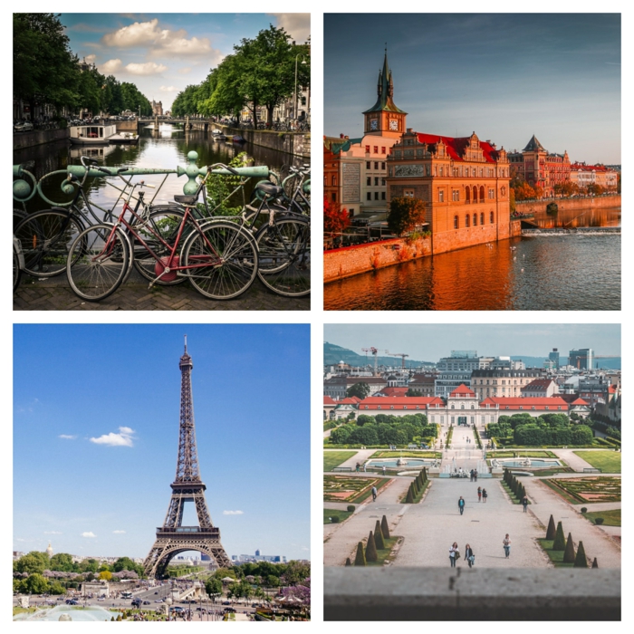 die vier Städte, wo sich das JGA Fotoshooting stattfinden kann, Amsterdam, Prag, Paris und Wien