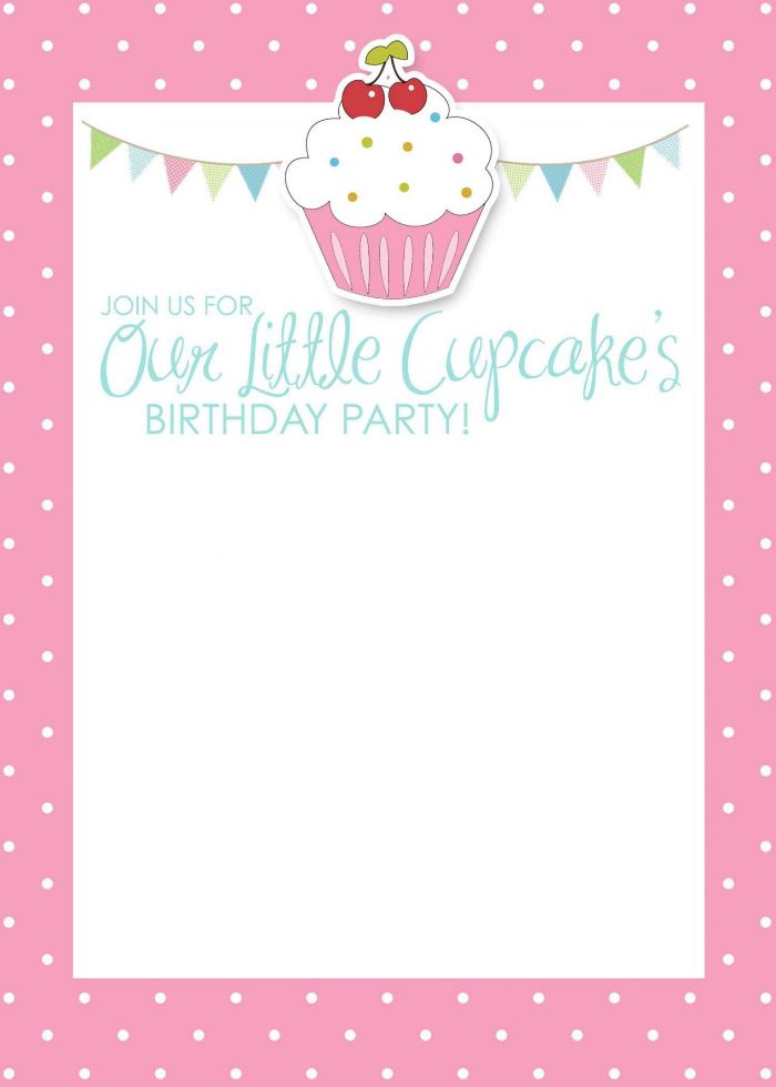 einladung kindergeburtstag basteln, cupcake party idee, einladung vorlage in rosa mit cupcake und kirschen deko