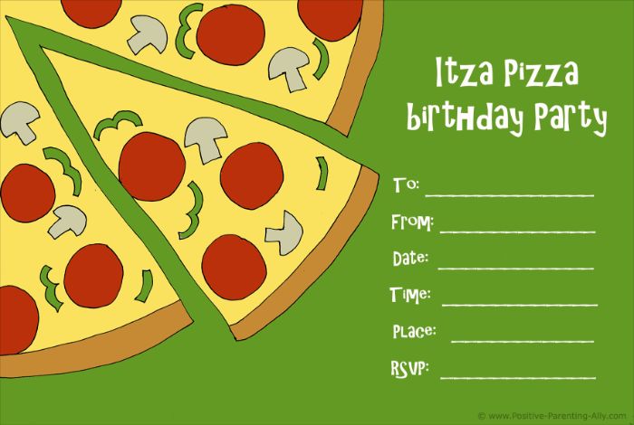 einladung kindergeburtstag basteln, pizza party idee, jeder will zur party kommen itza pizza