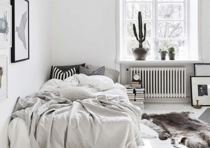 minimalistisch leben, graue skandinavische deko ideen, kaktus deko, wanddeko