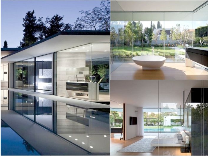 minimalistisch wohnen vorher nachher, ein collagebild mit drei seiten des selben hauses