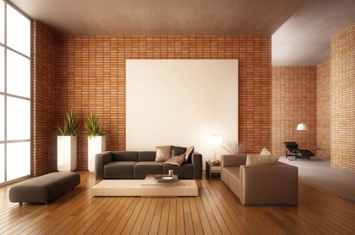 minimalistische bilder, braun und beige zimmer wohnzimmer gestalten, zimmerpflanzen