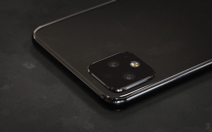 ein schwarzes smartphone mit einer kamera und drei schwarzen sensoren, das neue smartphone von google namens pixel vier