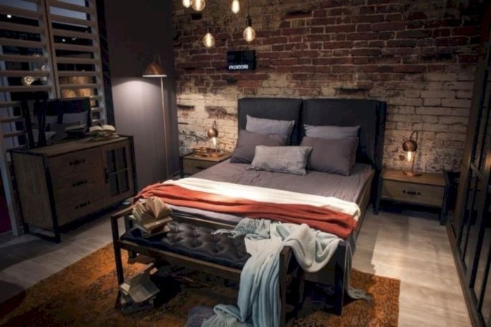 schlafzimmer gestalten, ein dunkles zimmer, zimmerdesign idee mit dunkler licht, designer 