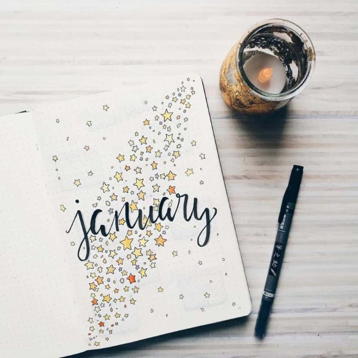 weekly spread bullet journal, januar, februar und so weiter, jeden monat einen neuen plan machen