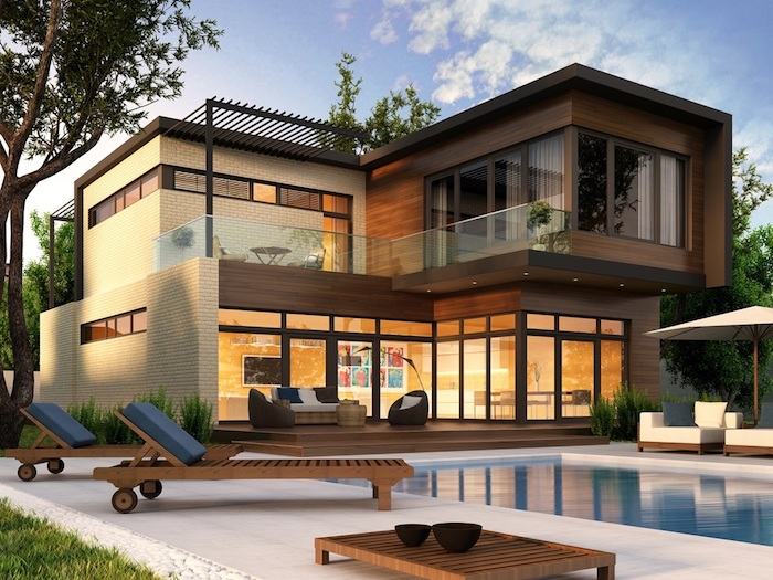 Modernes Haus mit Pool, leben im Zuhause der Zukunft, Smart Home Vorteile im Überblick 