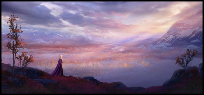 ein Ausblick von einem Königreich, dicke Wolken bei Sonnenuntergang, Die Eiskönigin Sequel